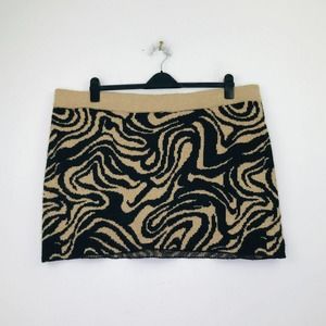BP Women's 3X Mini Skirt Brown Black Sweater Knit Lava Wave Swirl Pull On AV21
